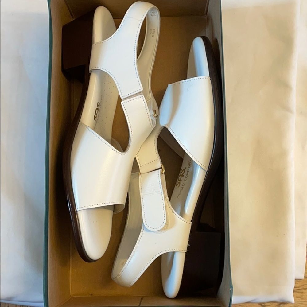 SAS SANDALS. WHITE LEATHER. NEW - Picture 8 of 9